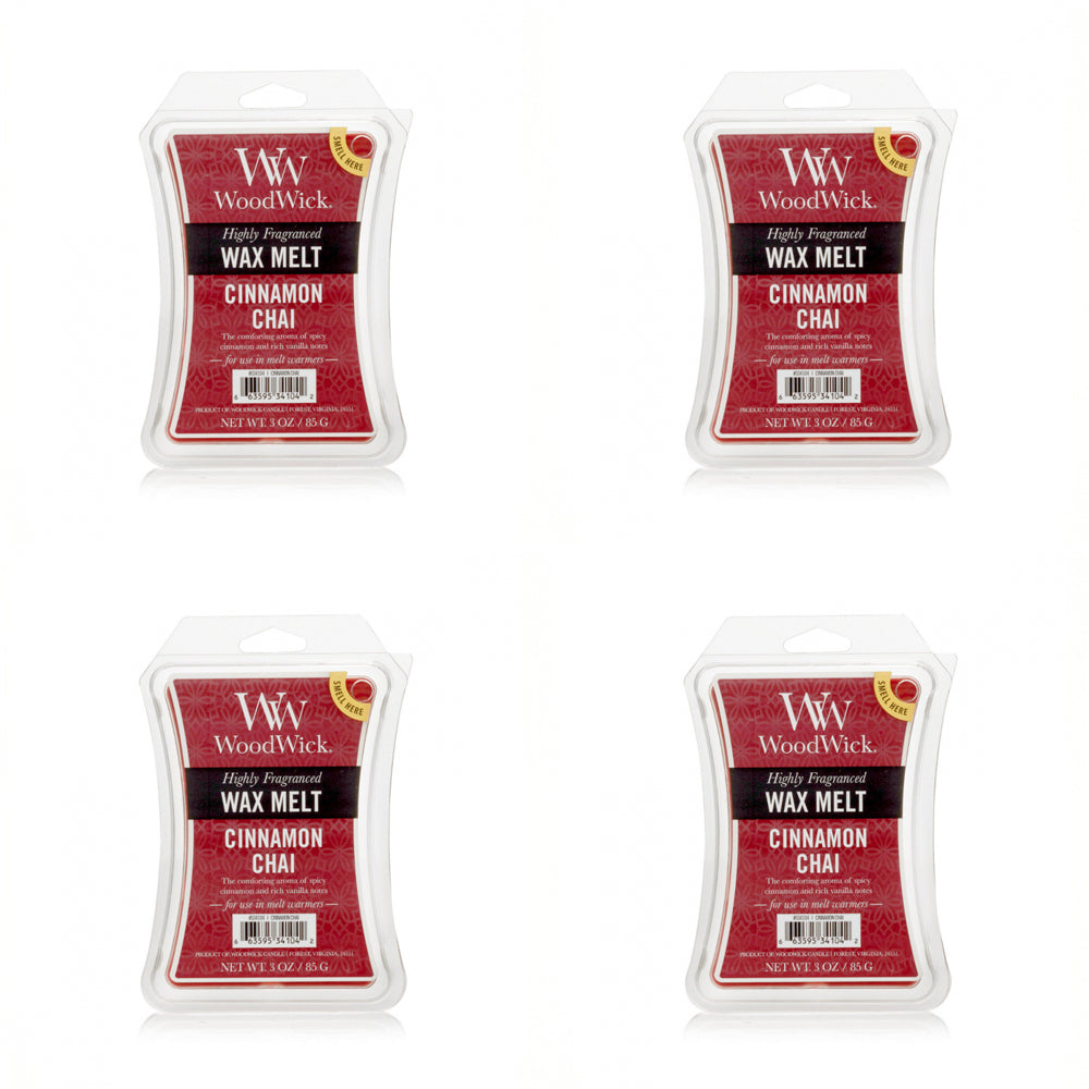 4PK WoodWick Cinnamon Chai Scented Wax Melt Cube 9.7oz