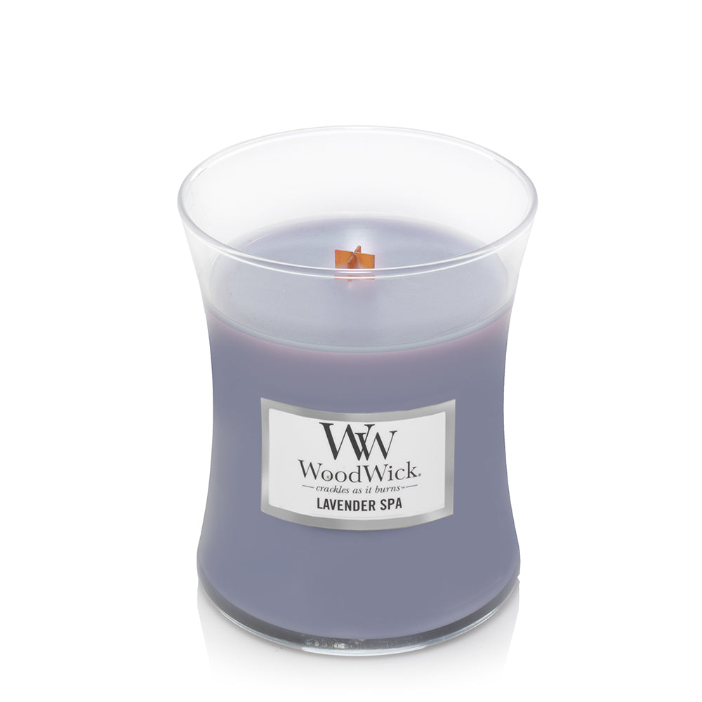 WoodWick Lavender Spa Scented Crafted Candle Glass Jar Soy Wax Medium
