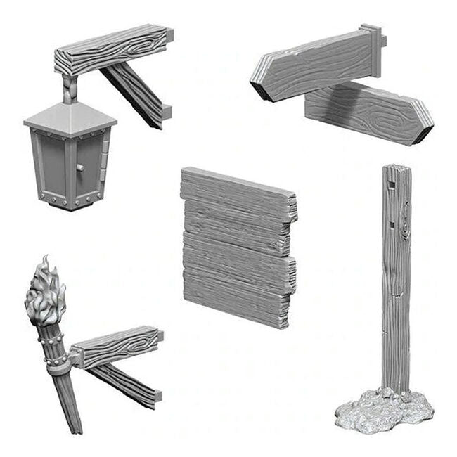 Wizkids Deep Cuts Unpainted Miniatures Signs & Lights RPG Scenery 14y+