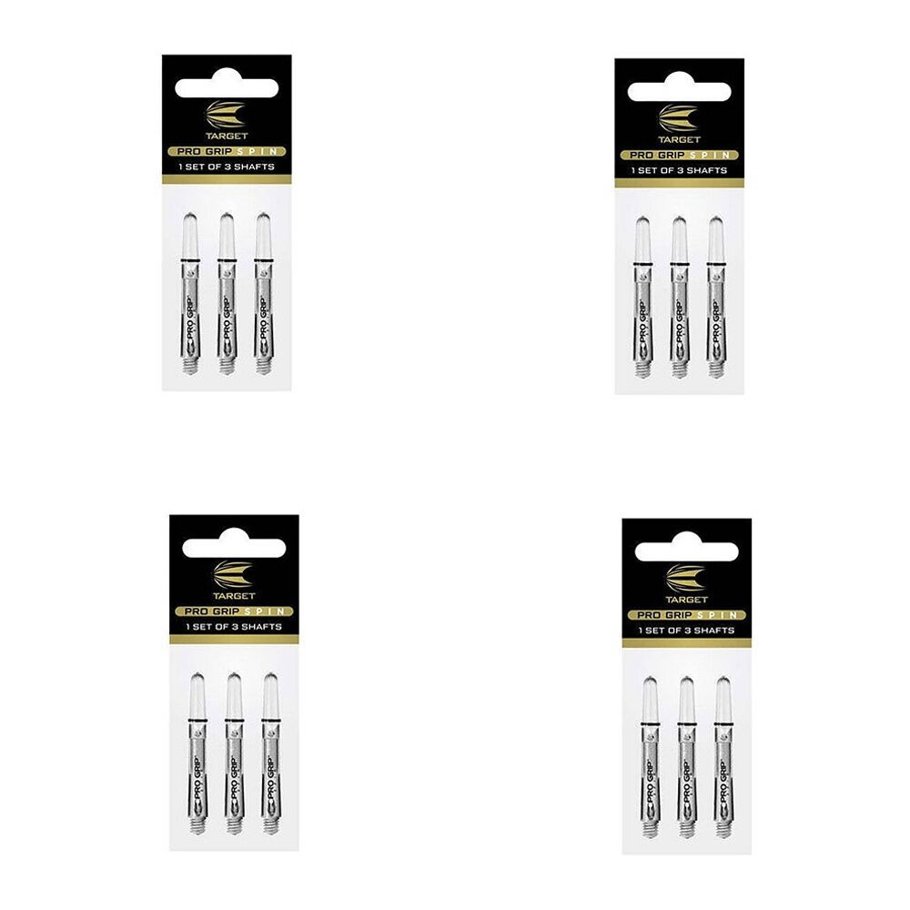 4x 3pc Target Pro Grip Spin Shaft Dart Accessory Medium - Clear