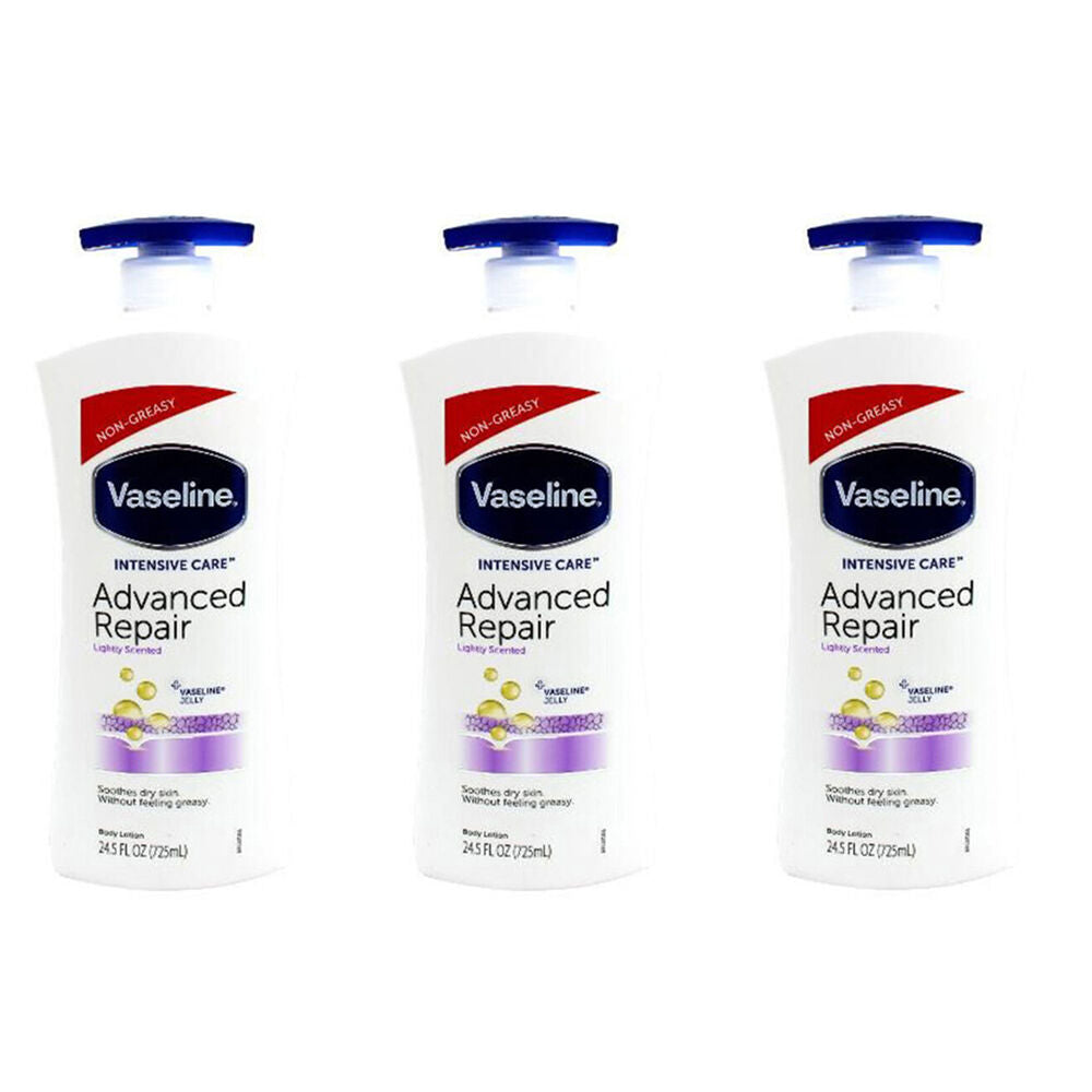 3PK Vaseline Intensive Care Advanced Repair Body Lotion For Dry Skin 725ml