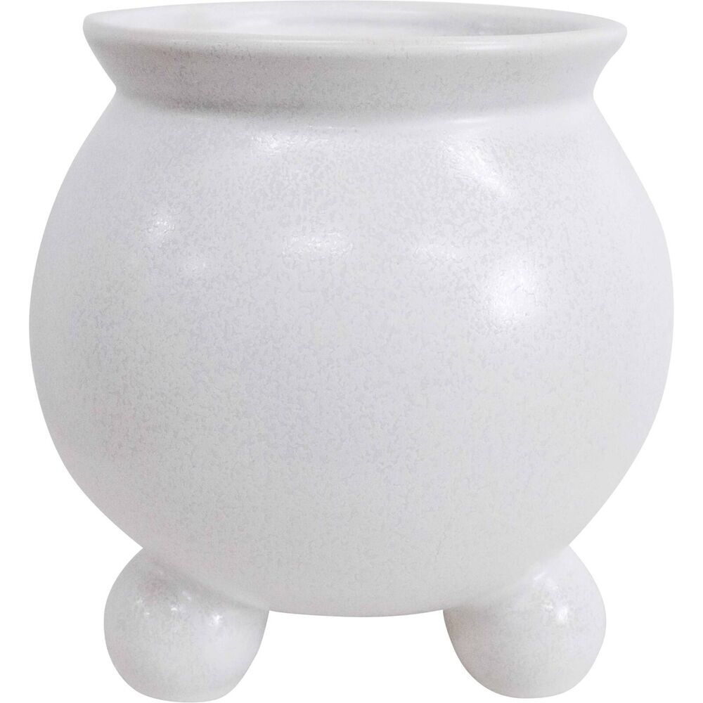 LVD Stoneware Plant Pot Springtime Home/Garden Decor Large 22.5cm White