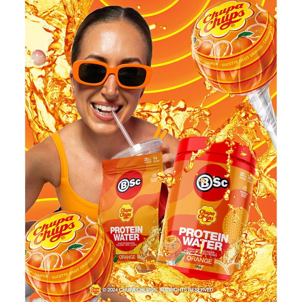 BSc x Chupa Chups Protein Water Drink Mix Post Workout 14 Serves 350g Orange