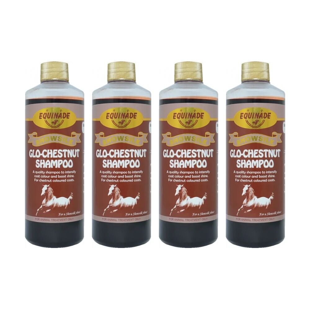 4PK Equinade Showsilk Glo Chestnut Horse Coat Grooming Care Shampoo 500ml