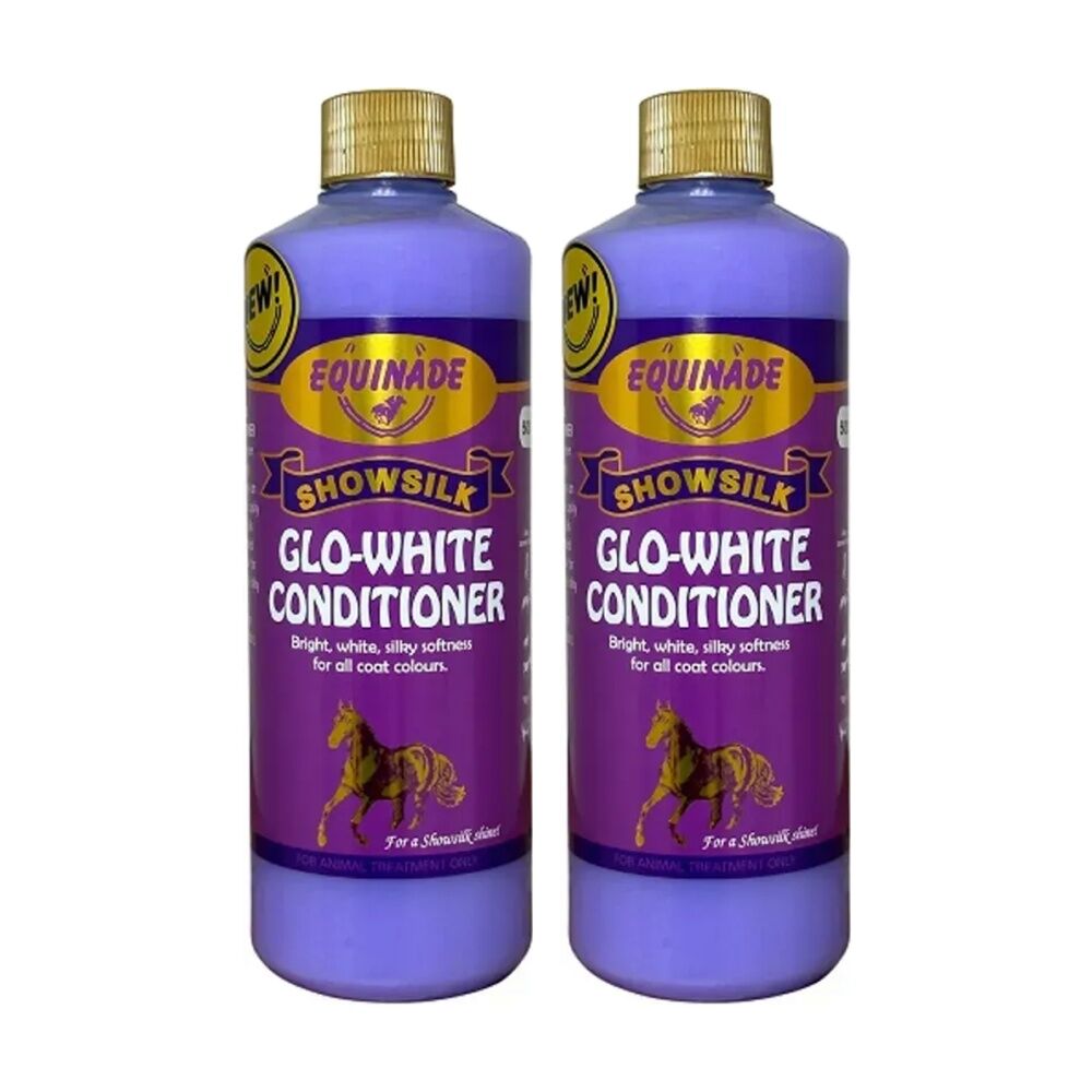 2PK Equinade Showsilk Horse Grooming Coat Care Conditioner 500ml Glo White