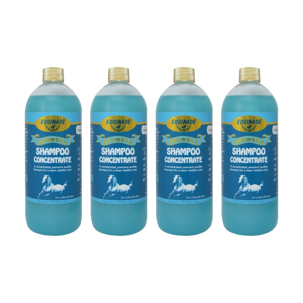 4PK Equinade Showsilk Glo Concentrate Horse Coat Grooming Care Shampoo 1L