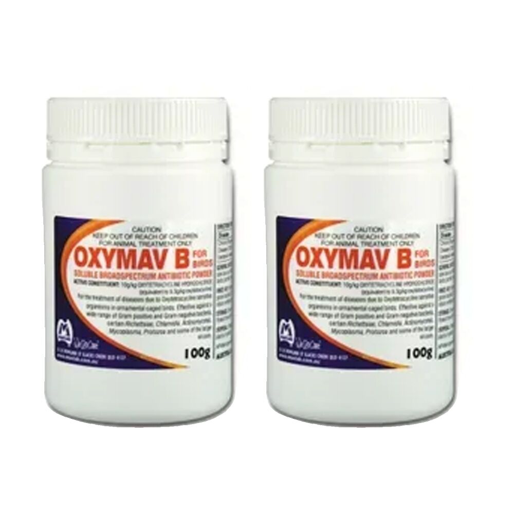 2PK Fidos Oxymav B For Birds Antibiotic Powder Sealed Bottle 100g