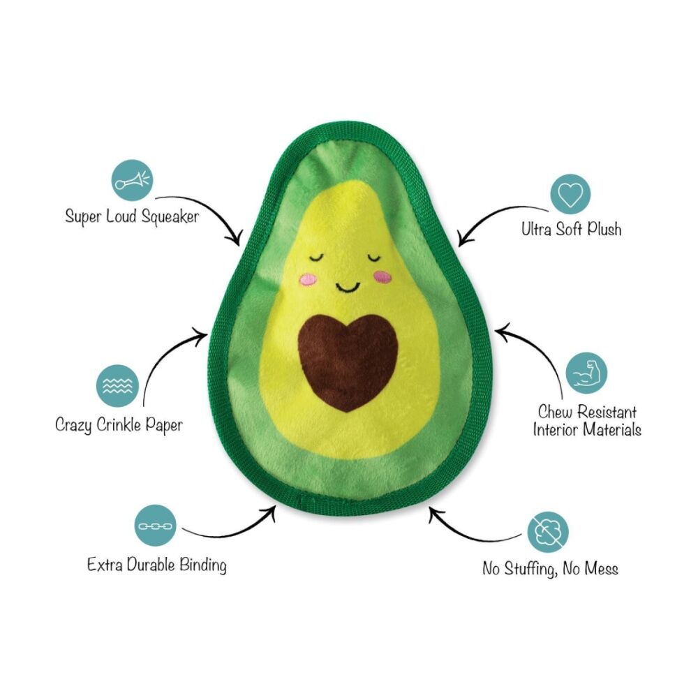 Petshop By Fringe Studio Avocado Love No Stuffing Plush Dog Toy 25x18cm