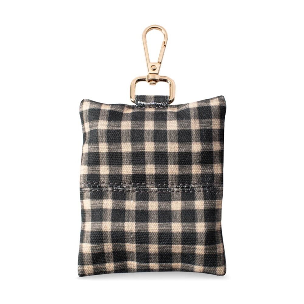 Petshop By Fringe Studio Poop Bag Dispenser w/ Keychain Black Gingham 5x8cm