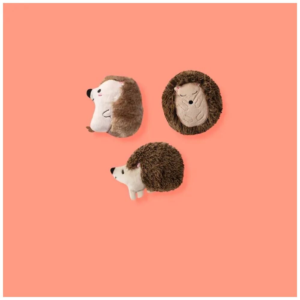2x 3pc Fringe Studio Hedgehogs Small Plush Dog Toys Set Brown