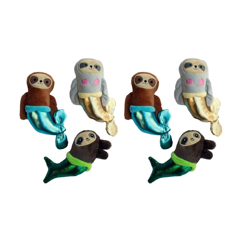 2x 3pc Fringe Studio Mersloth Mermaid Plush Small Dog Toy Set Multicolour