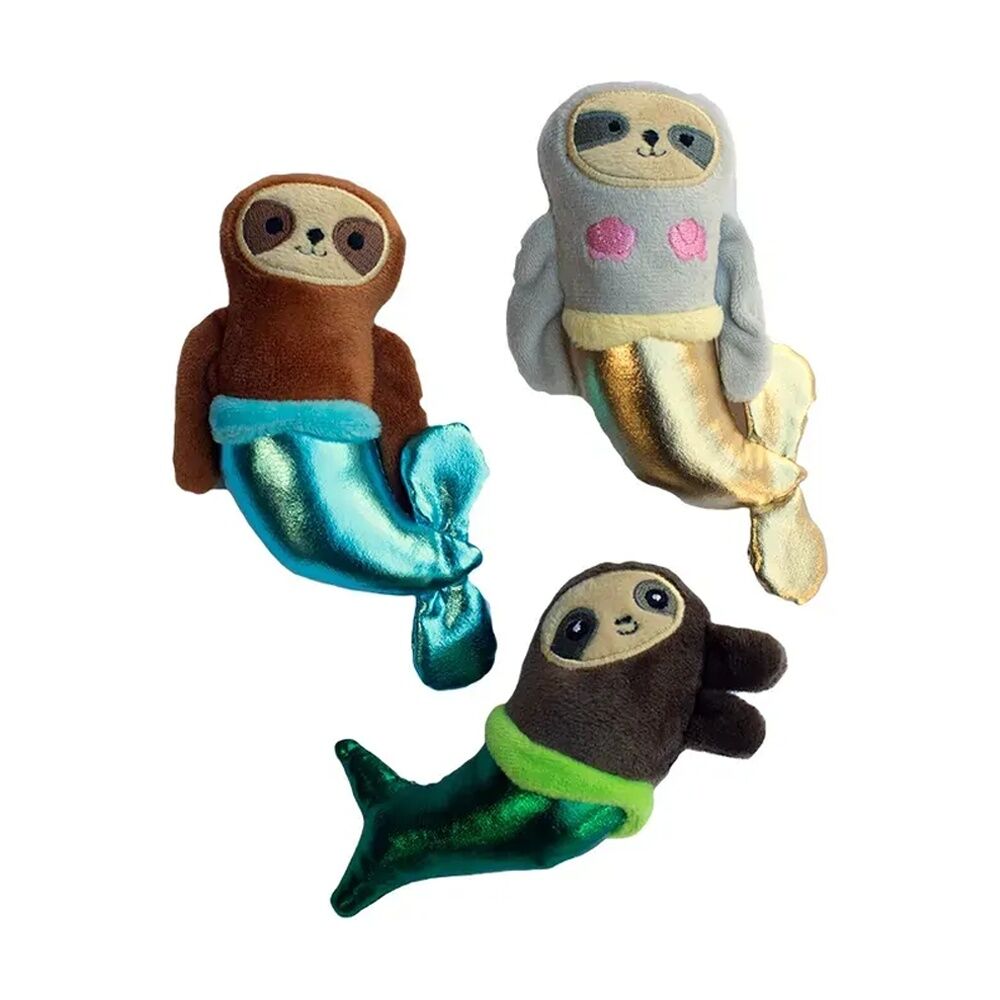 2x 3pc Fringe Studio Mersloth Mermaid Plush Small Dog Toy Set Multicolour