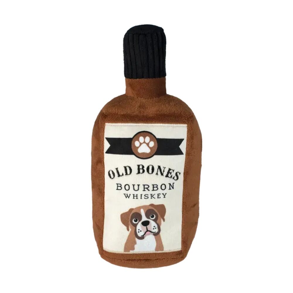 Fringe Studio Old Bones Whiskey Soft Plush Dog Toy Brown