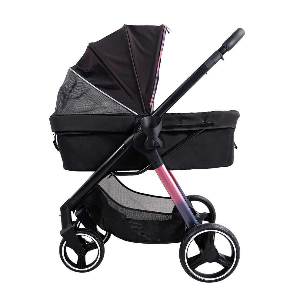 Ibiyaya Retro Luxe Folding Pet Stroller/Carrier for Pets up to 30kg Prism Black