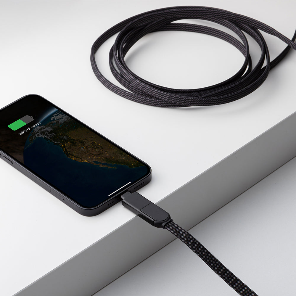 2PK Rolling Square 6in1 inCharge XL 100W/3m Travel Charging Cable Urban Black