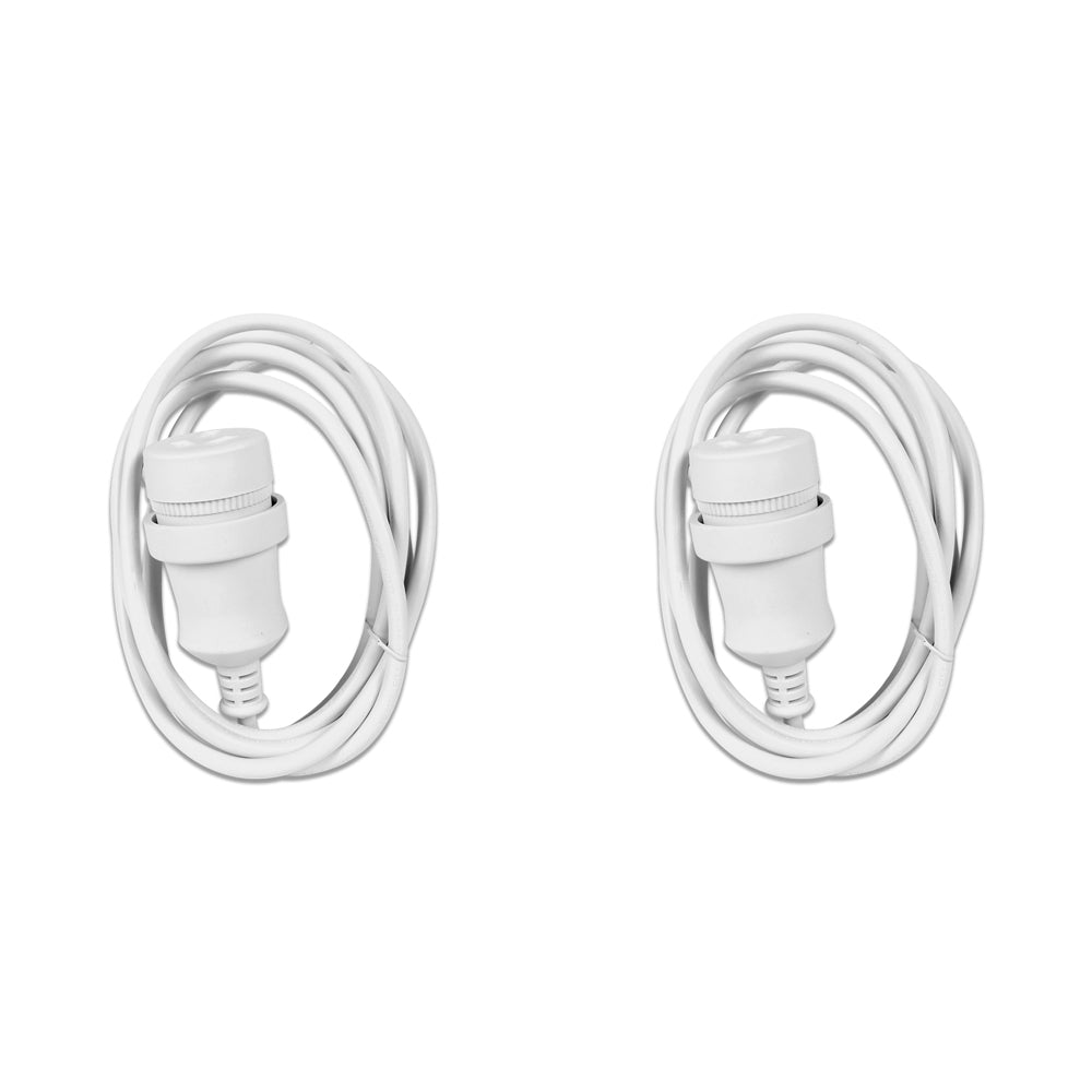 2PK Crest 2m Piggy Back Plug Socket Extension Lead Cable - White
