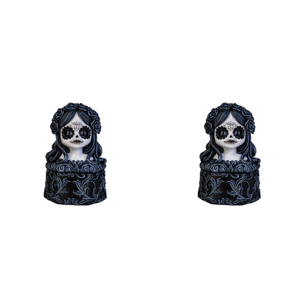 2PK Dead & Beautiful Trinket Box Black Roses Gothic Day of the White and Storage