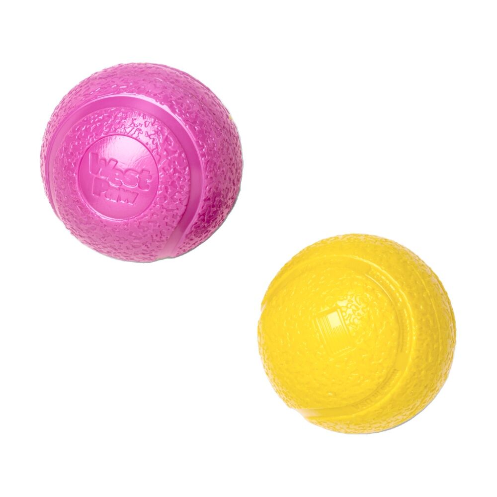 2pc West Paw Boundr Pet Dog Ball Throwing Chew Toy Small Dandelion/Hot Pink