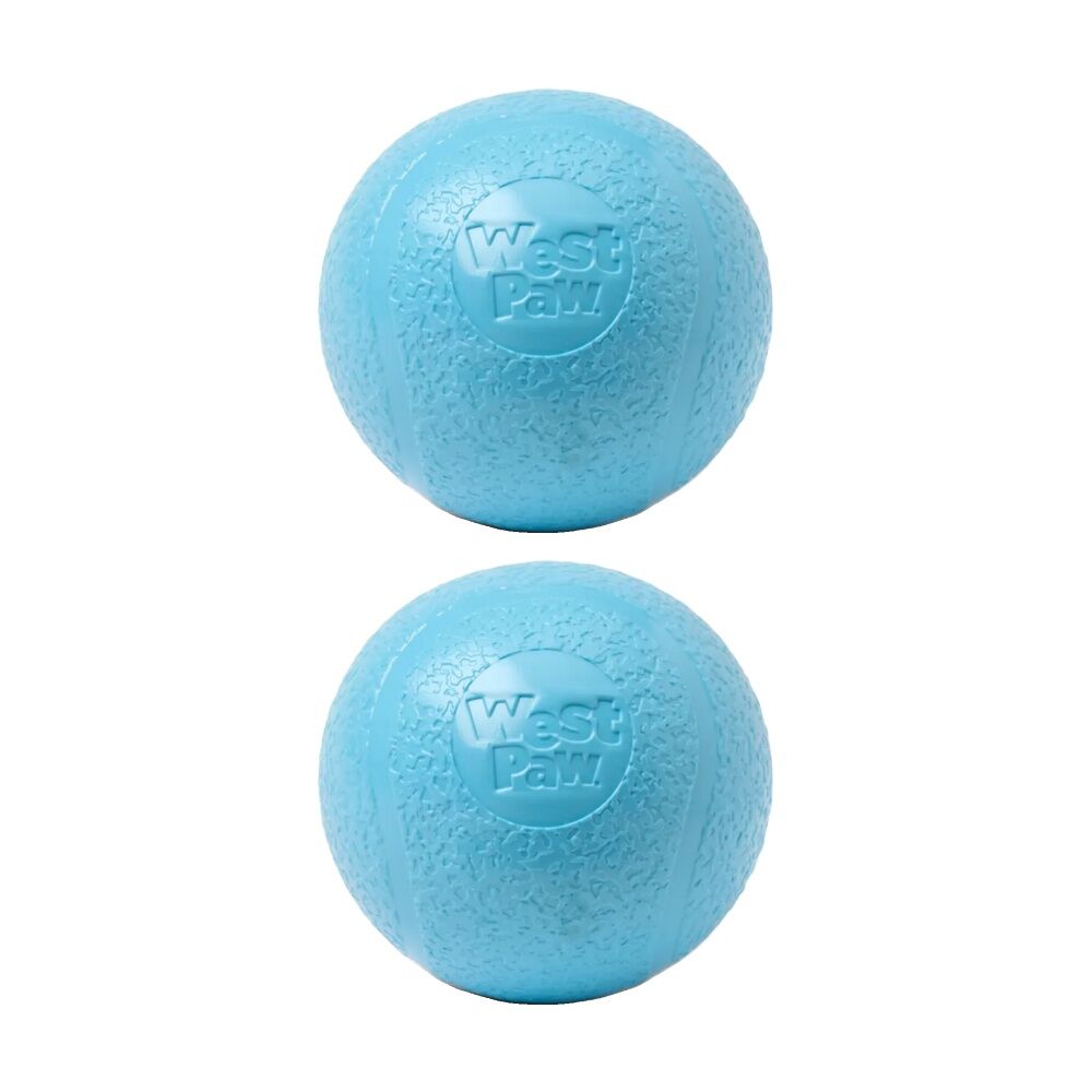 2PK West Paw Echo Boundr Pet Dog Ball Throwing Soft Chew Toy Large Aqua Blue