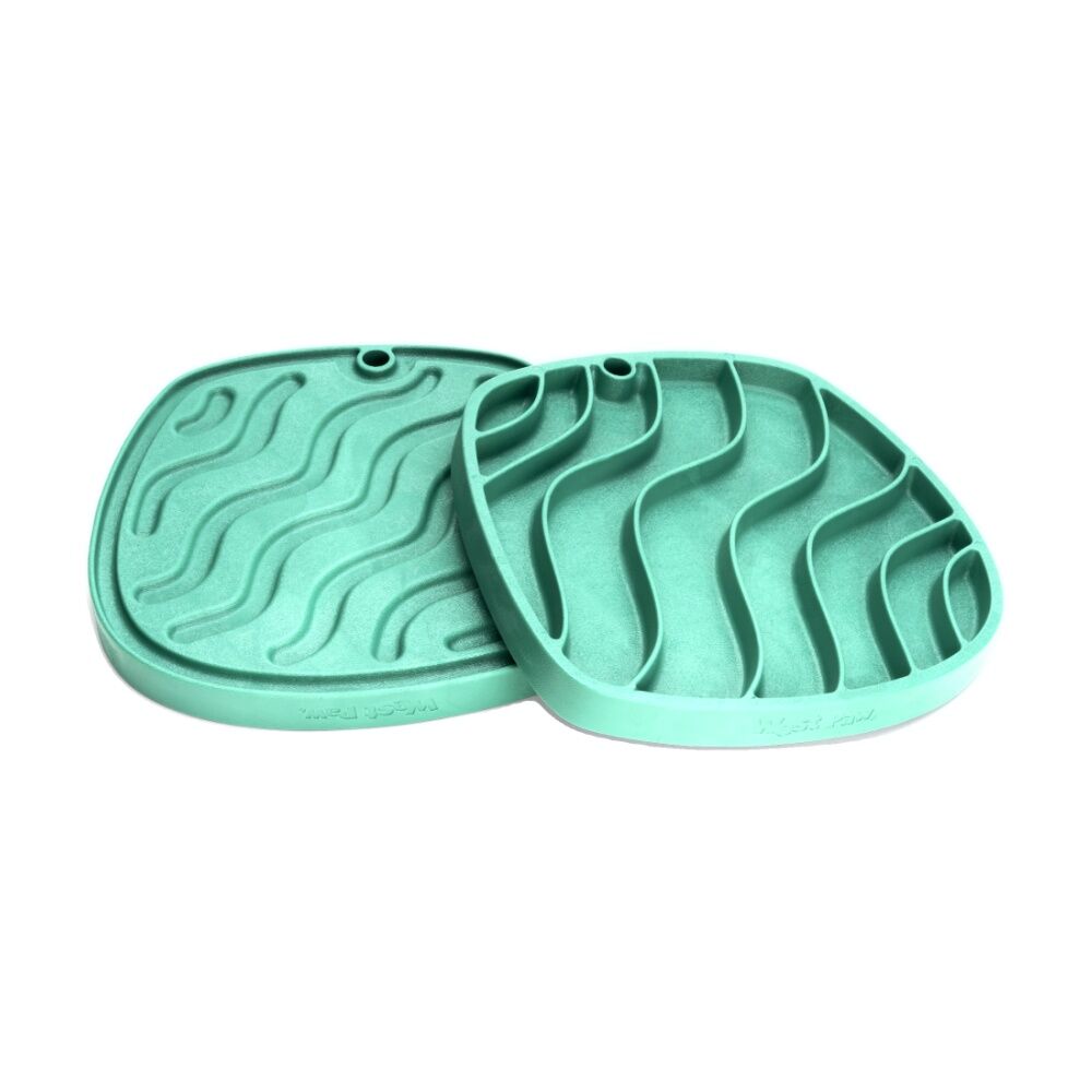 West Paw Waves Feast Pet Dog Lick Mat Slow Feeder Plate Kelp