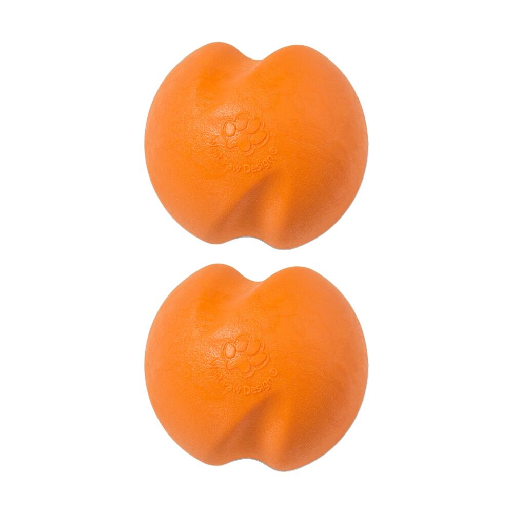 2PK West Paw Jive Pet Dog Ball Throwing Soft Chew Toy Small Tangerine