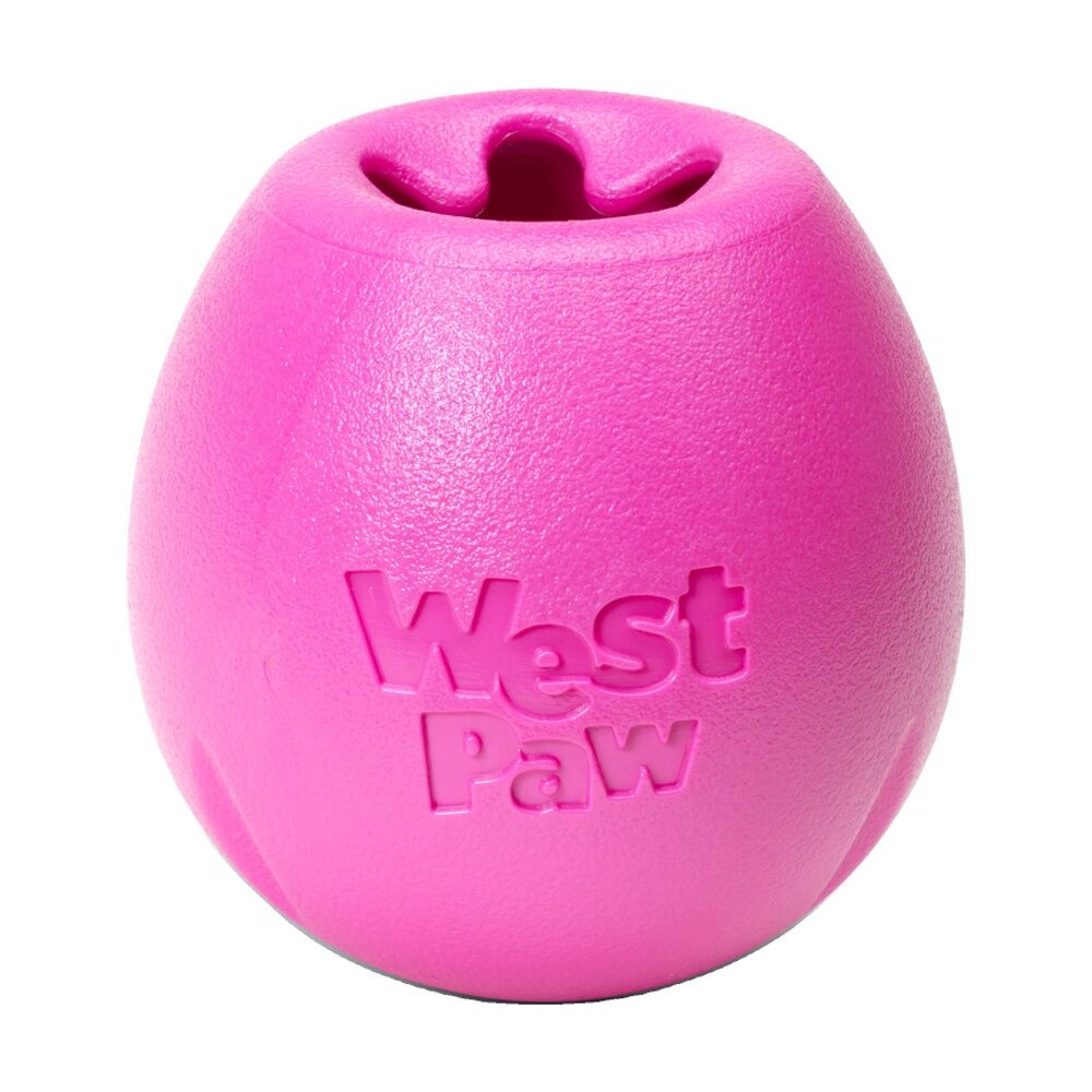 West Paw Rumbl Pet Dog Treat Dispenser Soft Chew Toy Hot Pink