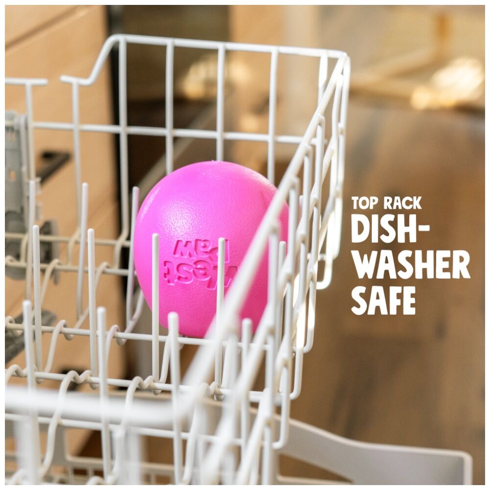 West Paw Rumbl Pet Dog Treat Dispenser Soft Chew Toy Hot Pink