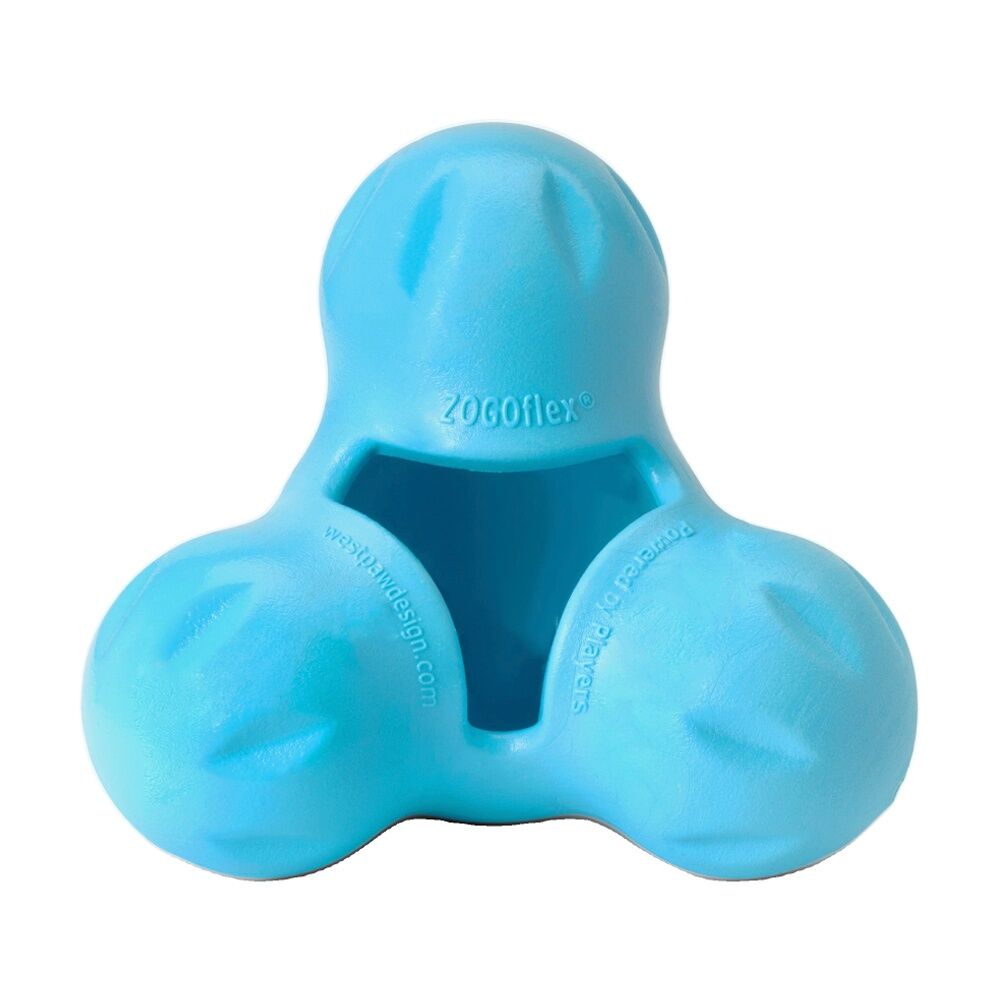 West Paw Tux Pet Dog Treat Dispenser Soft Chew Toy Aqua Blue