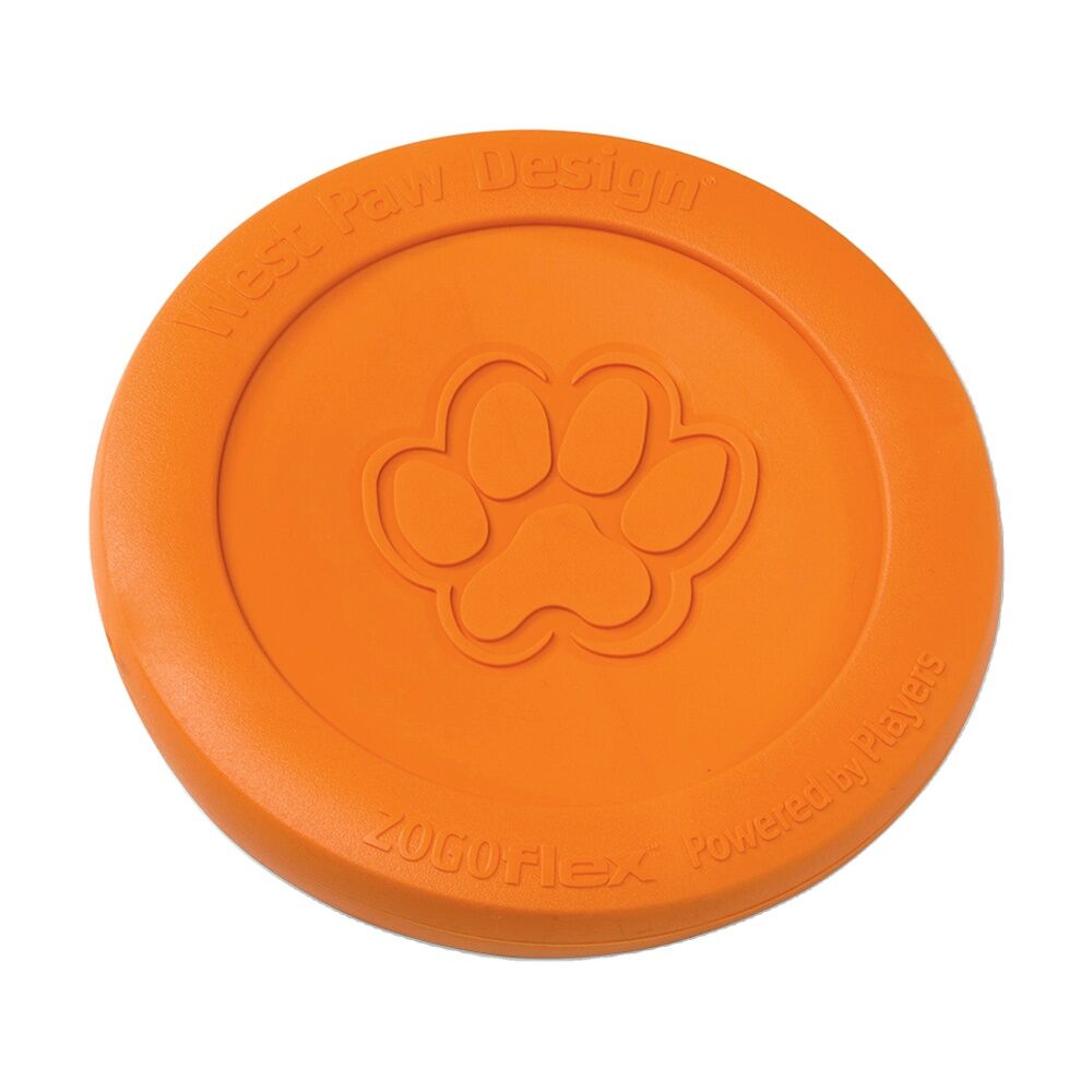 West Paw Zisc Pet Dog Flying Disc Fetch Throwing Toy Large Tangerine