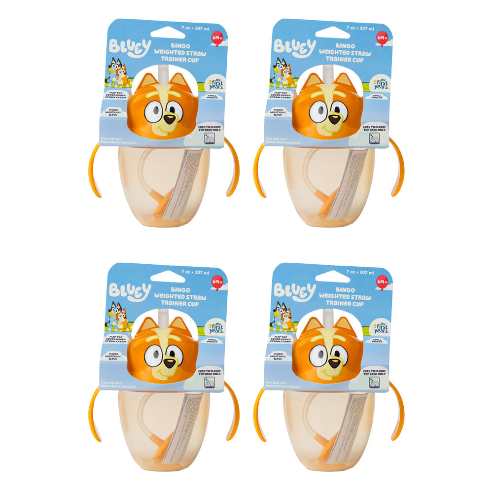 4PK The First Years Bingo Weighted Straw Trainer/Sippy Cup 207ml 6 Months+