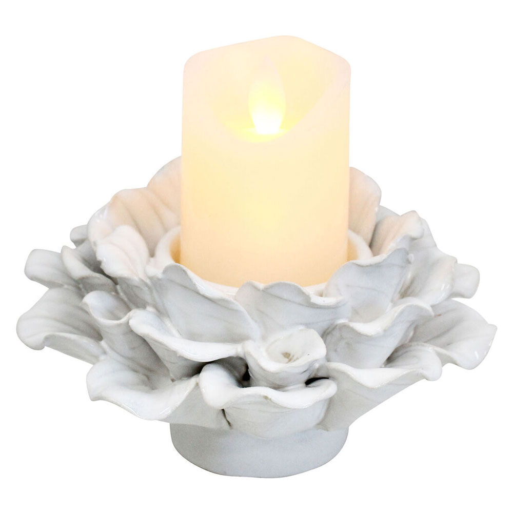 2PK LVD Echeveria Ceramic Tealight Candle Holder 14.5x9cm - Ivory