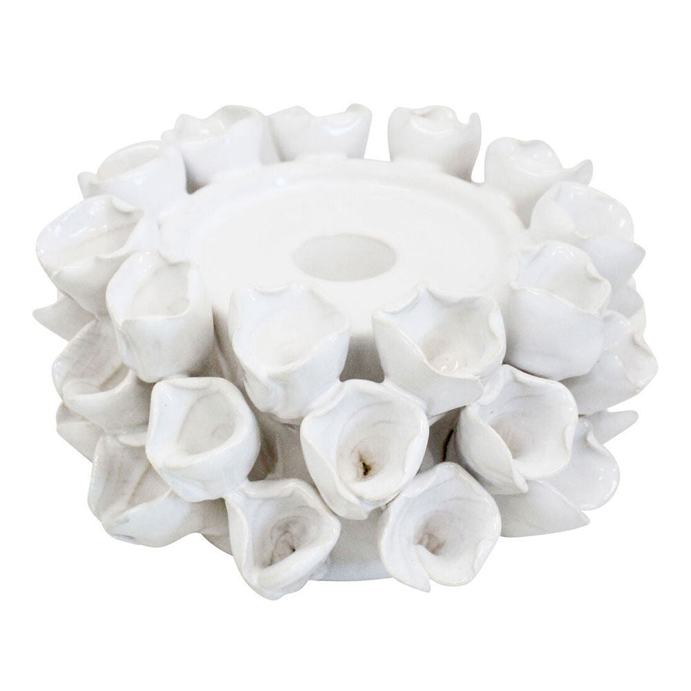 2PK LVD Succulent Bell Ceramic Taper/Stick Candle Holder 17x9cm - Ivory