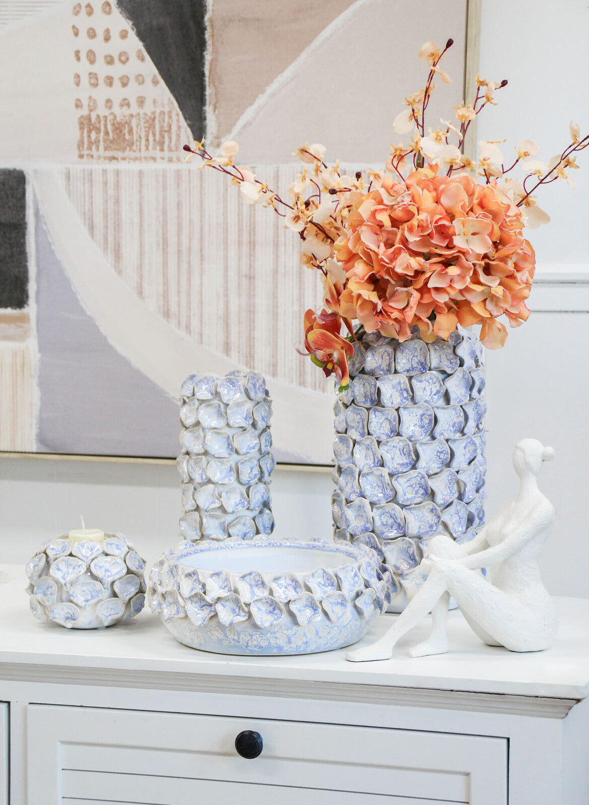 LVD Ceramic Flower Vase Shell Disc Decorative Home Decor