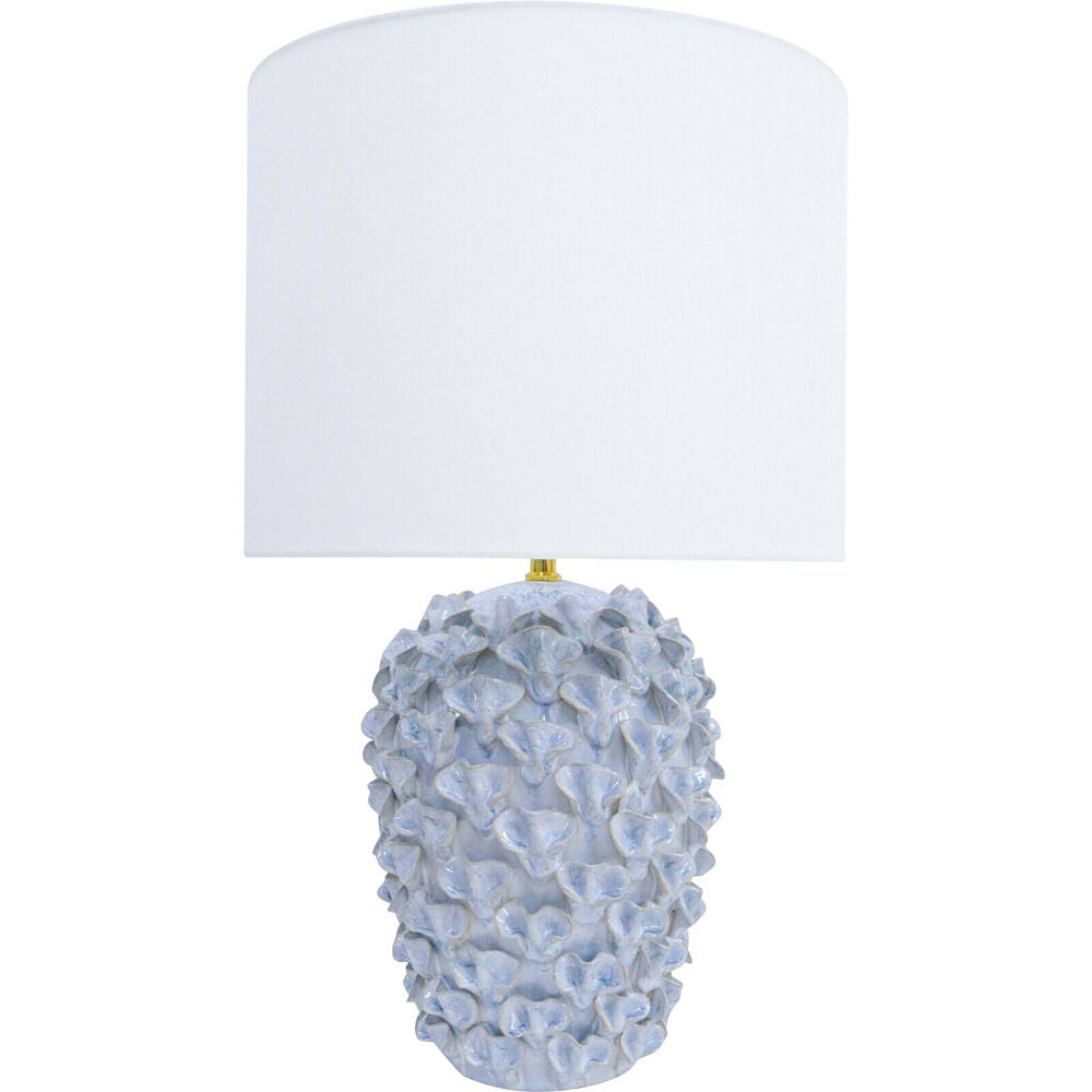 LVD Ceramic/Cotton Shell Statement Bedroom Lamp 38x62cm Reactive Blue