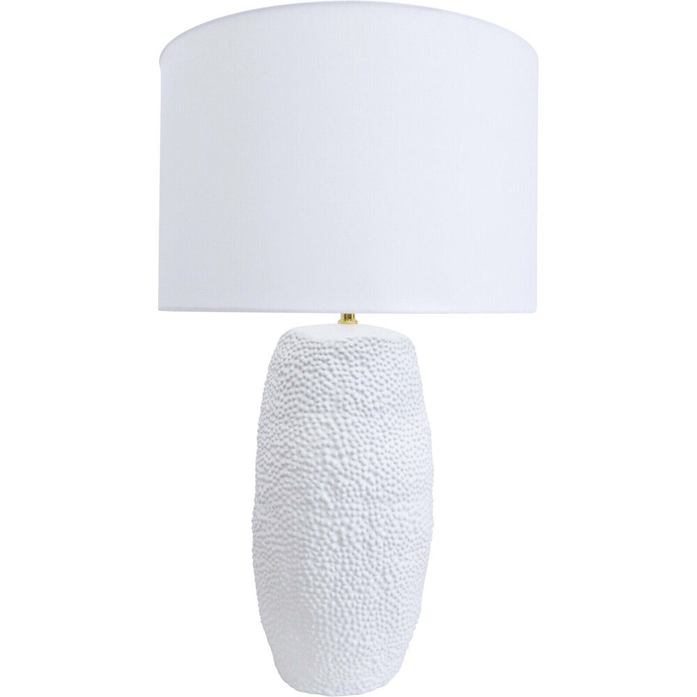 LVD Ceramic/Smooth Cotton Textured Statement Bedroom Lamp 42x70cm White
