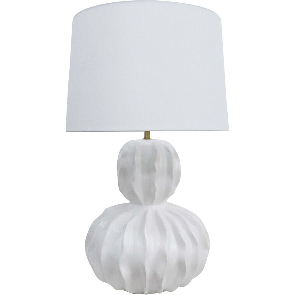 LVD Ceramic/Cotton Sculptured Pod Bedroom Table Lamp 40x67cm White