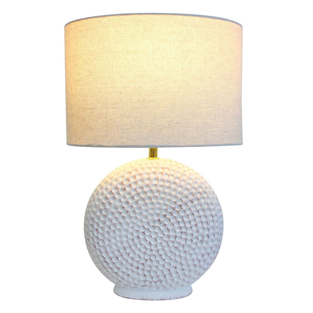 LVD Cairo Lamp Light E27 Bulb w/ Linen Shade 45.5cm - White
