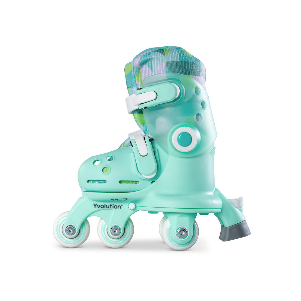YVolution Twista Learner/Inline Roller Skates Size 7-11 Green 2y+