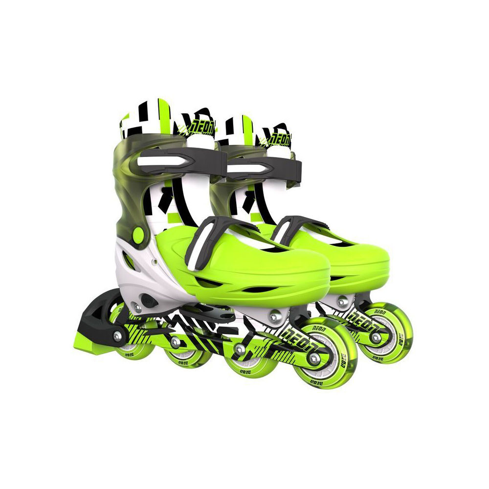 Yvolution Neon In Line Kids Rollerblades w/ Lightup Wheels 8+/Sizes 3-6 Green