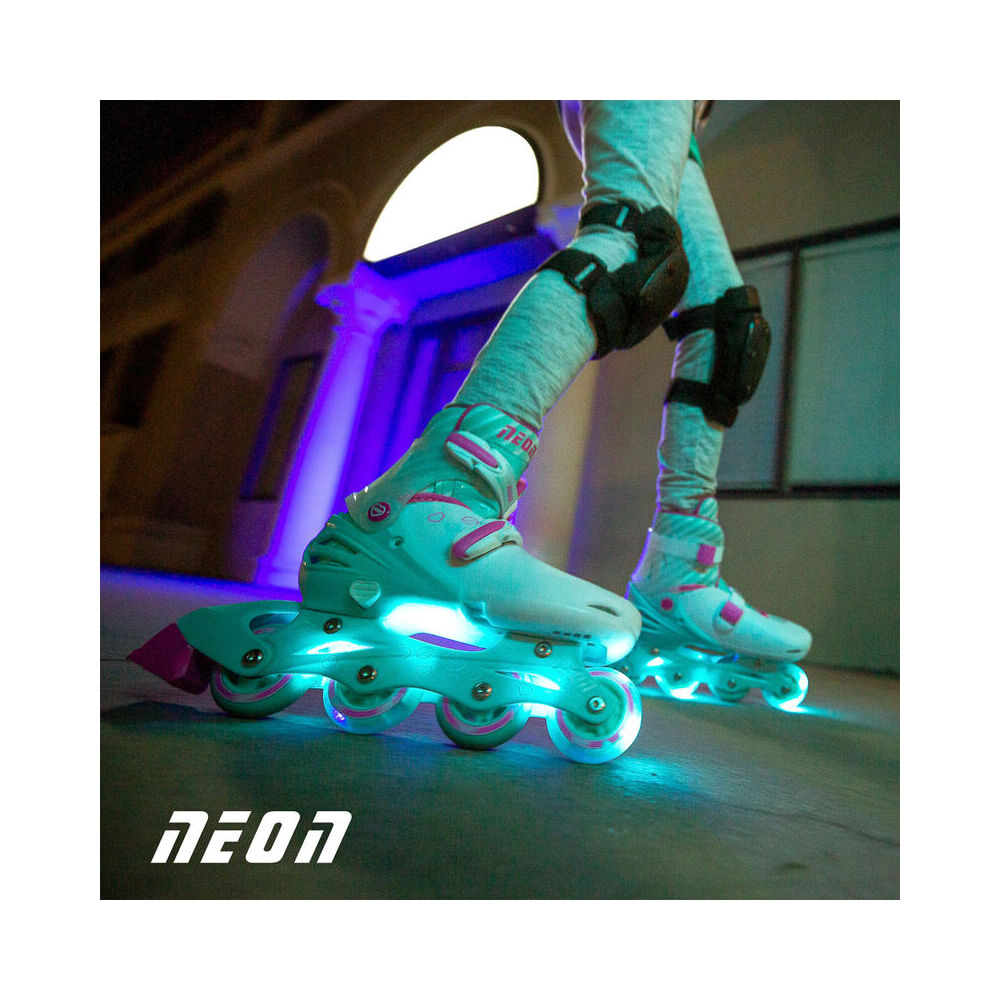 Yvolution Neon Combo Roller Skates Size 3-6 Teal Pink 8y+