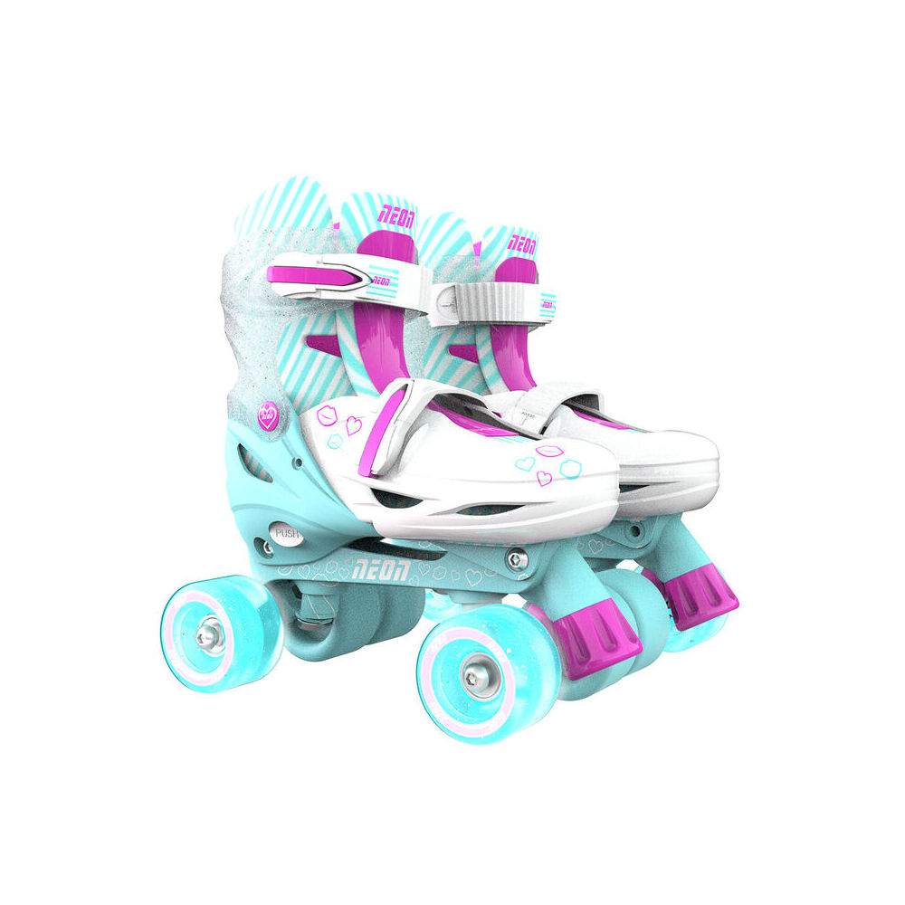 Yvolution Neon Combo Roller Skates Size 3-6 Teal Pink 8y+
