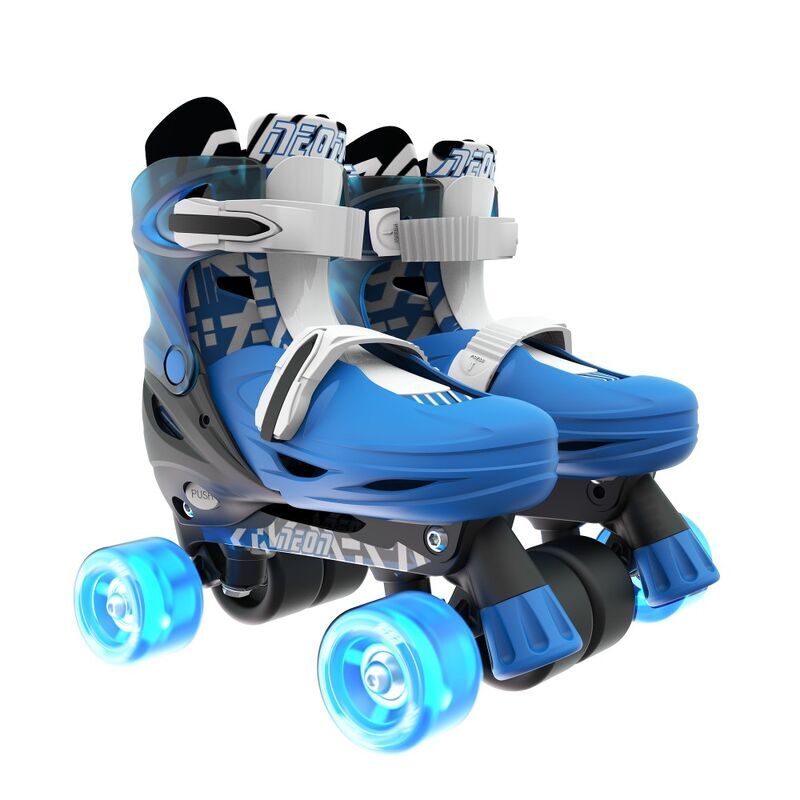 Yvolution Neon Combo Kids Quad Skates/Blades w/ Lightup Wheels 8+/Sizes 3-6 Blue