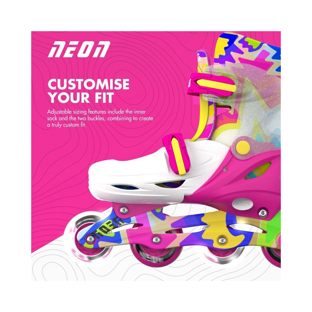 Yvolution Neon Combo Kids Quad Skates/Blades w/ Lightup Wheels 8+/Sizes 3-6 Pink