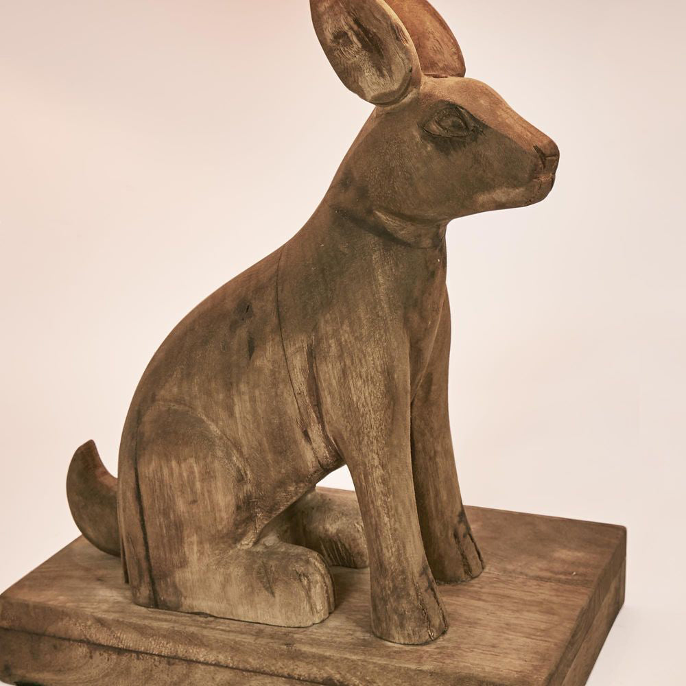 Belle Simon Table Lamp w/ TImber Rabbit Base 35cm - Dark Natural