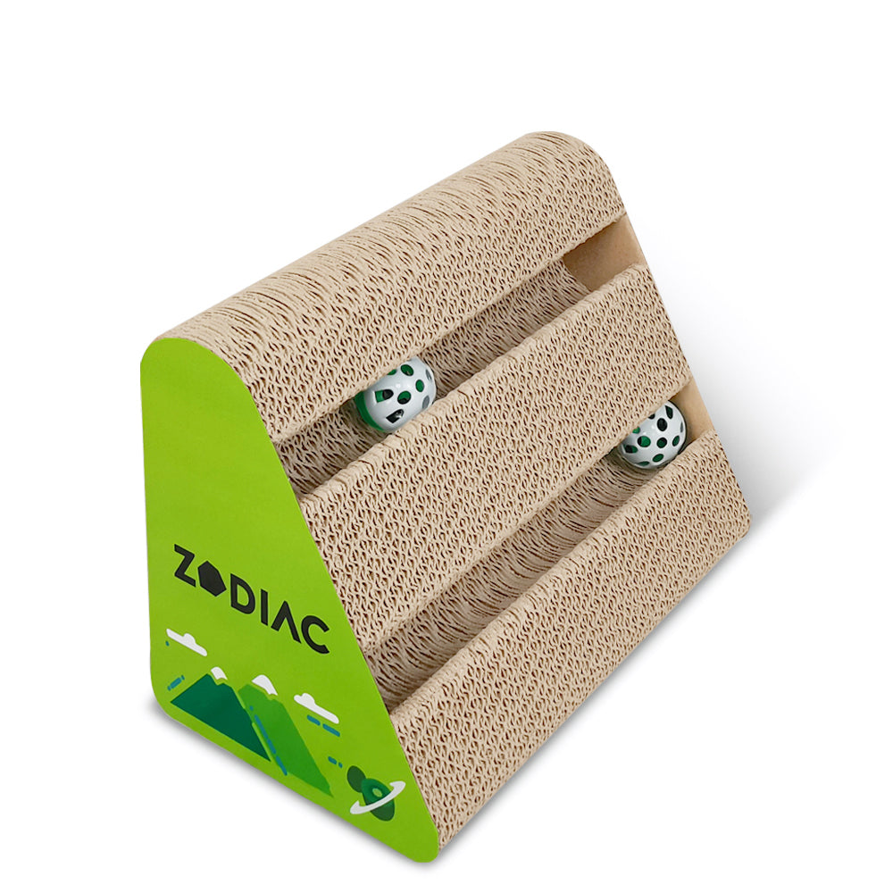 2x Zodiac Kiwi 28x17cm Triangle Cat Scratcher w/ Ball