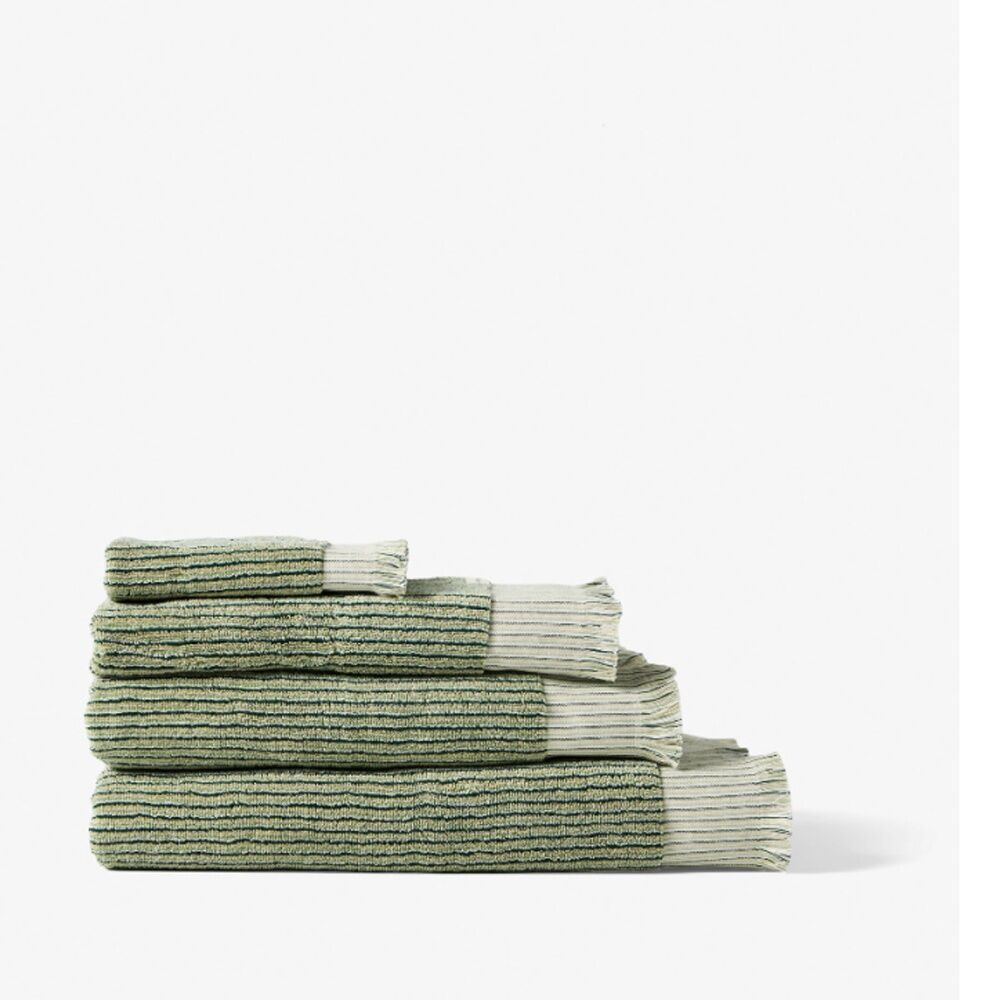 Linen House 580GSM Alara Emerald Green Stripe Bathroom Bath Towel 69x139cm