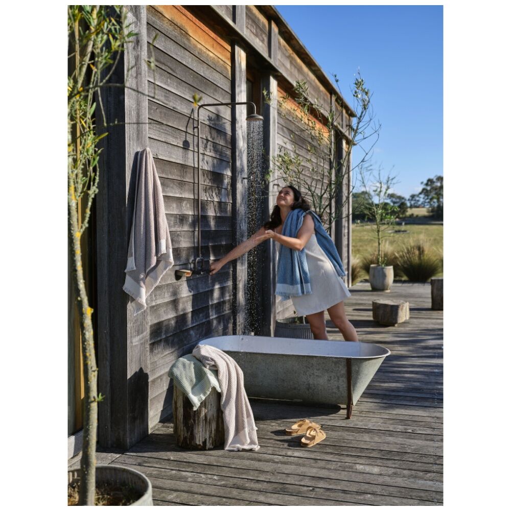 Linen House 580GSM Alara Emerald Green Stripe Bathroom Bath Towel 69x139cm