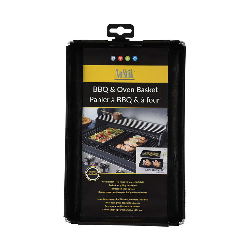 2x Nostik Reusable 28x18cm Non-Stick BBQ Tray Regular - Black