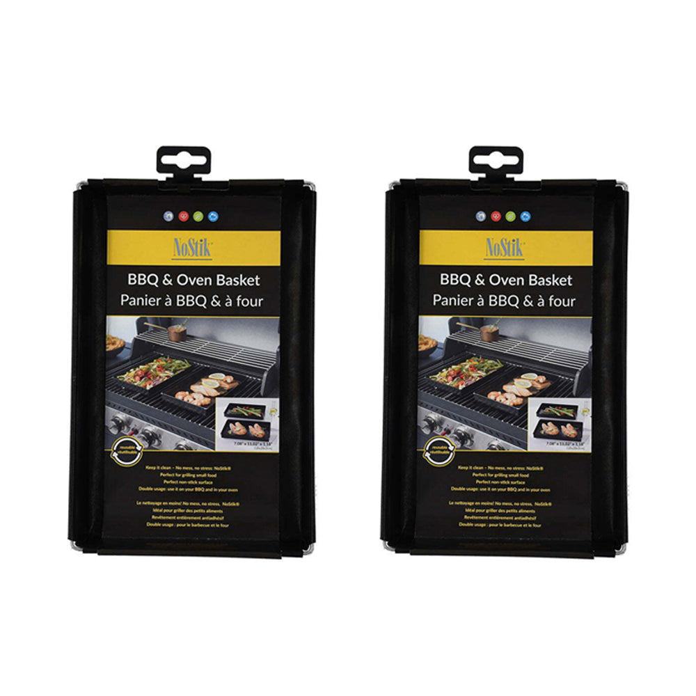 2x Nostik Reusable 28x18cm Non-Stick BBQ Tray Regular - Black