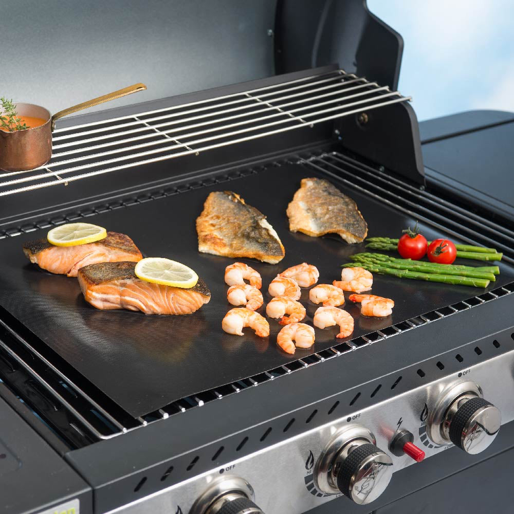 2PK NoStik Reusable BBQ Liner Grill Sheet Black 40x30cm